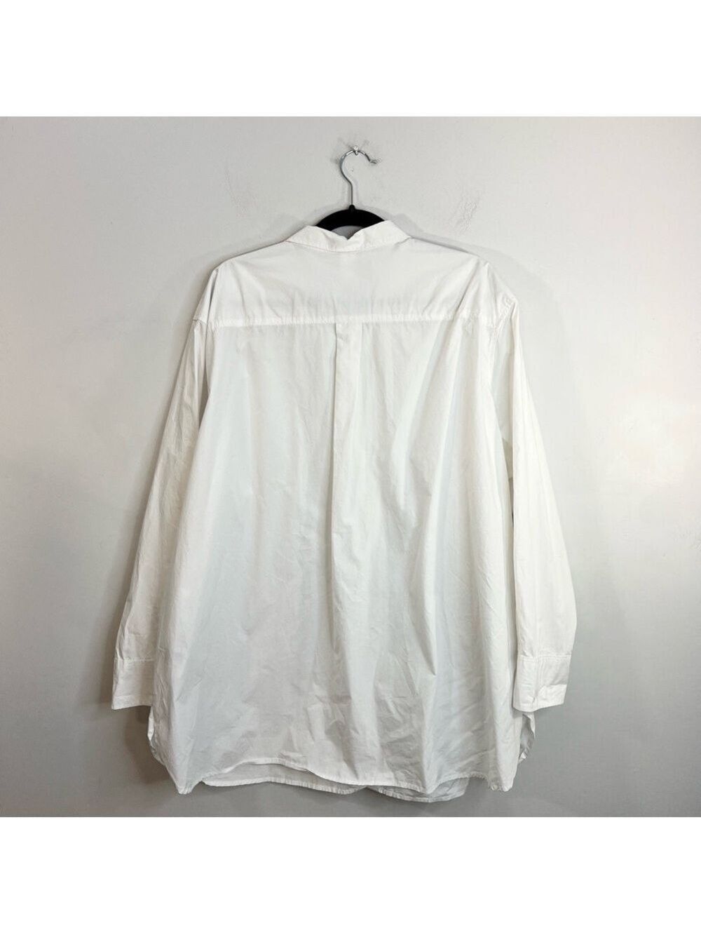 Minimalist white cotton poplin oversized long sleeve button down top blouse XL - Picture 4 of 10